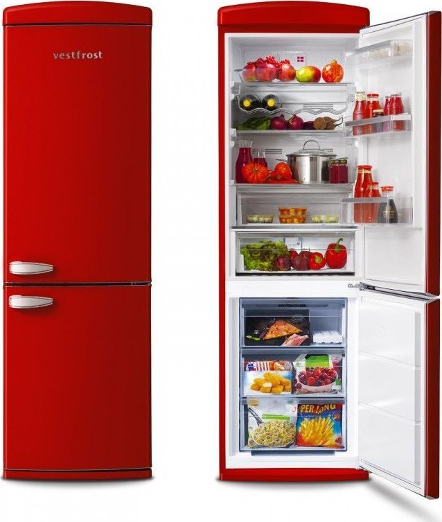 Lodówka VestFrost VESTFROST VR-FB373-2E1RD Czerwona chłodziarko zamrażarka Retro