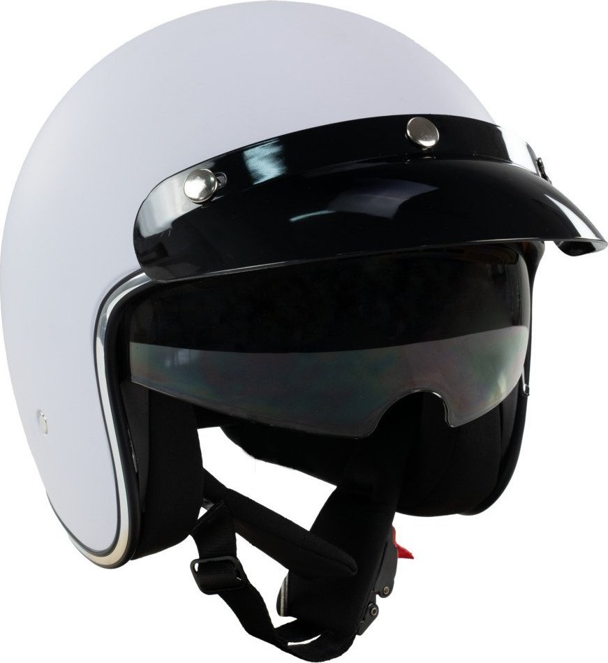 Bili Bike Kask na skuter motocyklowy otwarty z daszkiem BB 588 -przeźroczysta blenda S biały mat