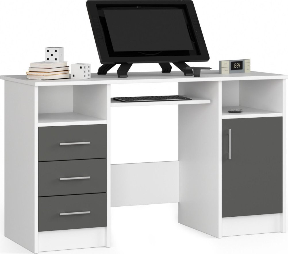 Biurko Fabryka Mebli Akord Biurko ANA 124 cm - białe-grafit szary