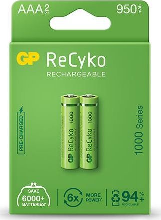 GP 2 X AKUMULATORKI AAA / R03 RECYKO 1000 SERIES NI-MH 950MAH 100AAAHCE-5EB2