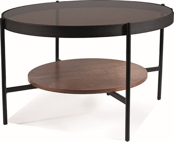 Signal Stolik kawowy okrągły z półką PRIMA B bursztynowy/orzech