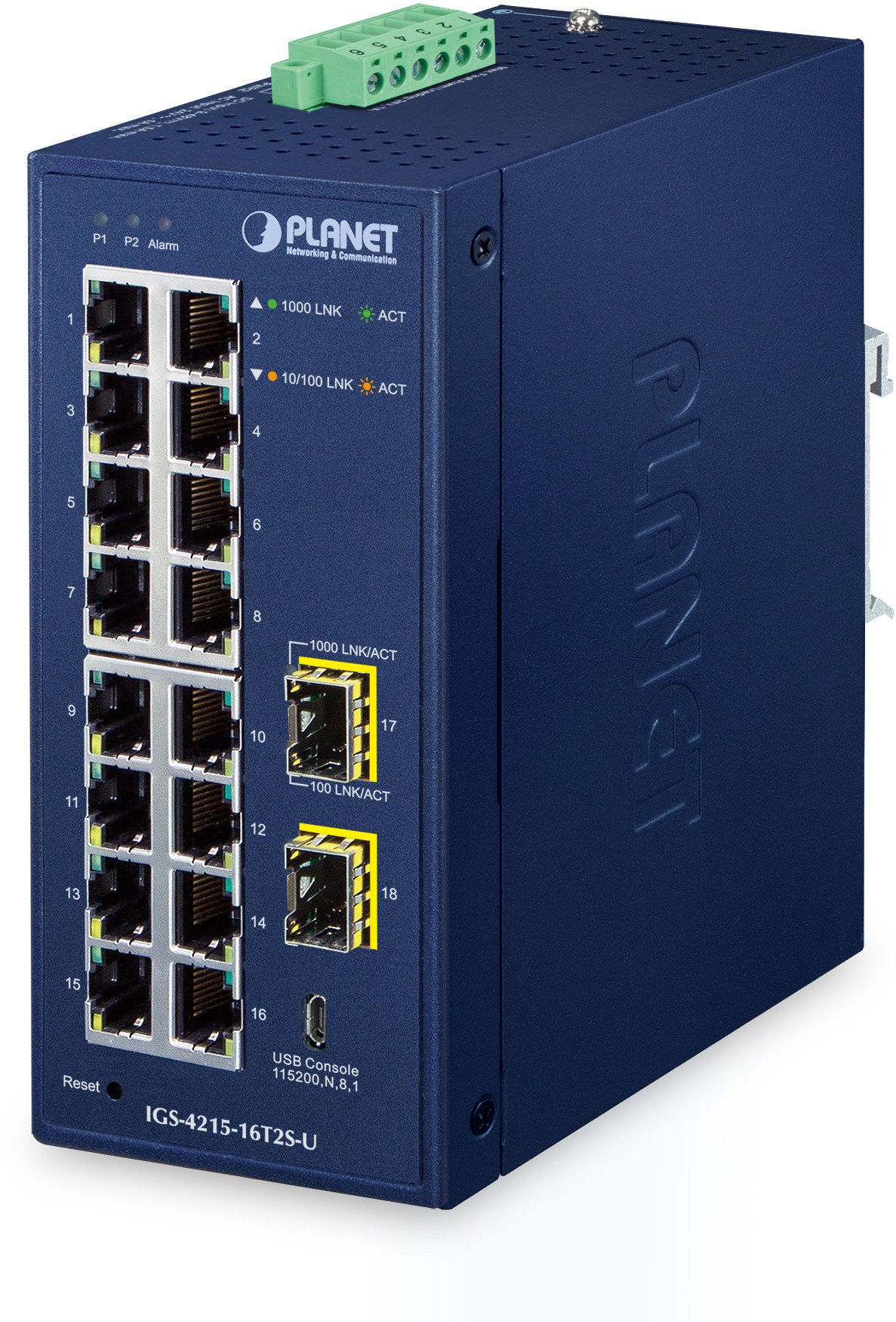 Planet IGS-4215-16T2S-U IP30 Industrial L2/L4 16-Port 10/100/1000T + 2-Port 100/1000X SFP Managed Switch