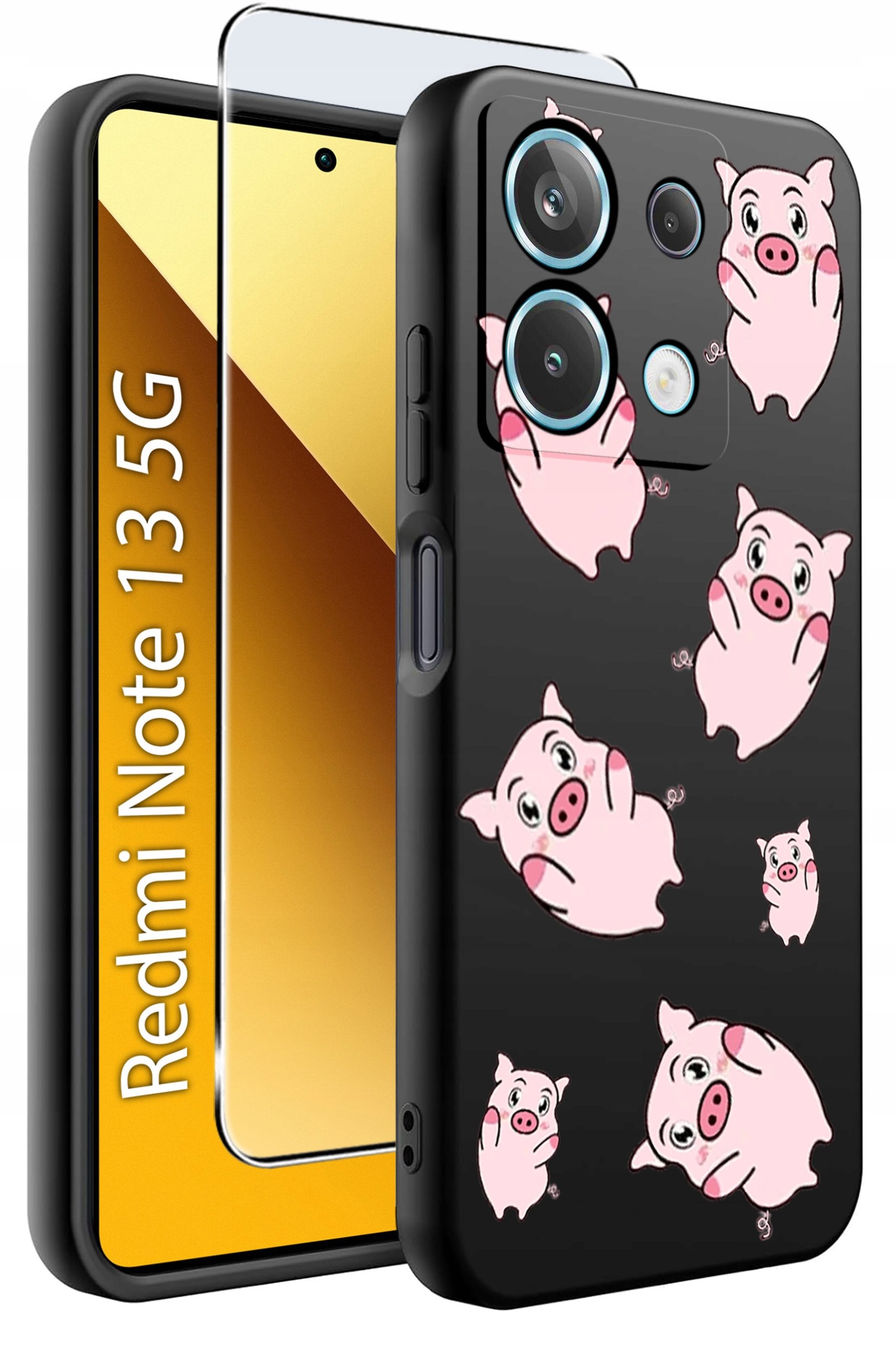 ETUI do Xiaomi Redmi Note 13 5G WZORY |SILIKONOWE MATT CASE +SZKŁO 9H