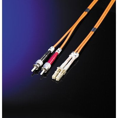 Kabel światłowodowy duplex. 50/125 µm LC/ST, pomarańczowy, 10 m
