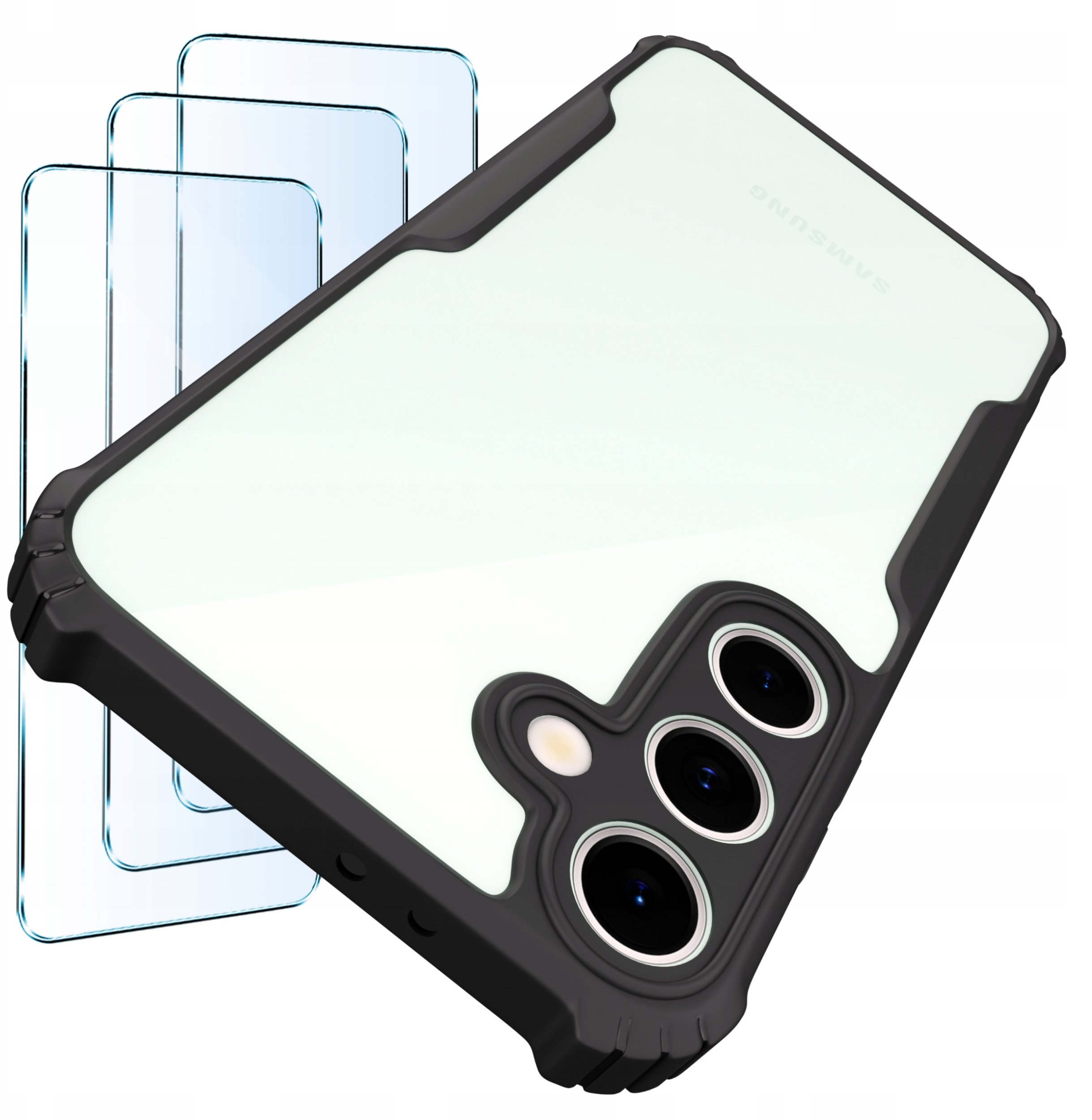 Etui do Samsung S24 FE |Pancerne Przeźroczyste Silikonowe| zestaw 3x szkło