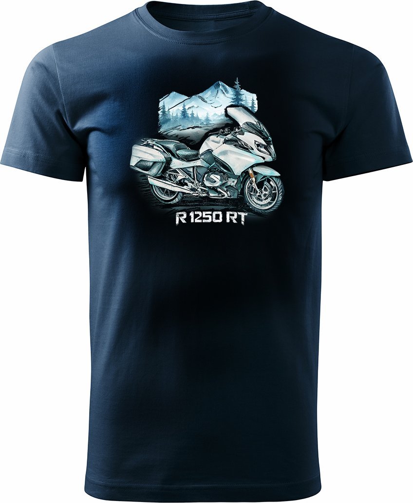 Topslang Koszulka motocyklowa z motocyklem na motor BMW GS R 1250 RT męska granatowa REGULAR S