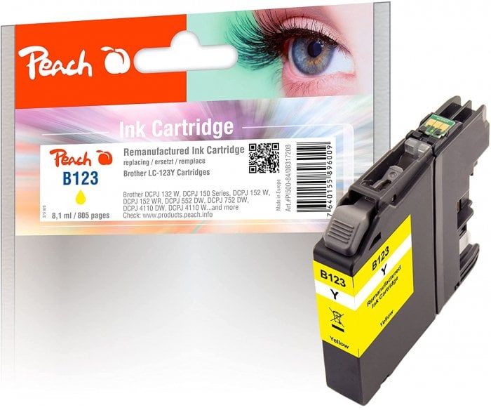 Tusz Peach Patrone Brother LC-123 żółty Comp. - PI500-84