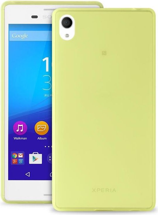 Puro Ultra Slim '0.3' Cover, Zestaw etui + Folia Na Ekran Dla Xperia M4 AQUA, Limonkowy (SNYXM4AQUA03GRN)