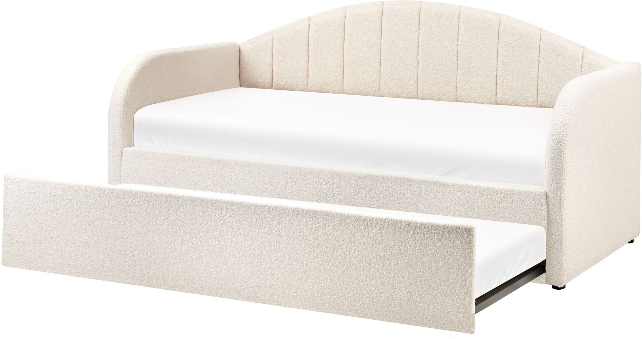 Łóżko wysuwane Boucle EYBURIE 90 x 200 cm Jasnobeżowy