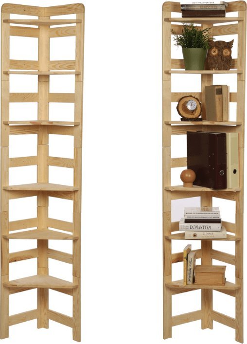 Wamar-Sosenka Regał Modułowy Narożnik 197,6x34,4x34,4cm 6 Półek BERDO Surowy Drewno sosnowe Naturalny RR2_NZ4X035_0_N0_F1 / Wamar-Sosenka