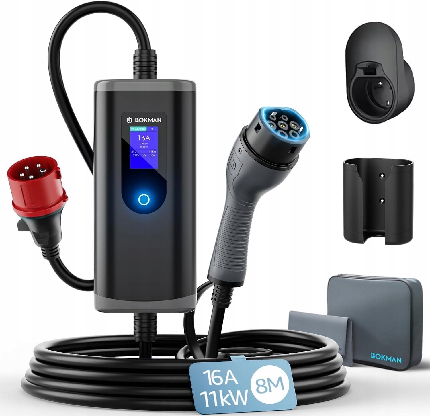 bokman Ładowarka samochodowa typu 2 z wtyczką CEE 8m 6-16A 11kW 3-fazowa