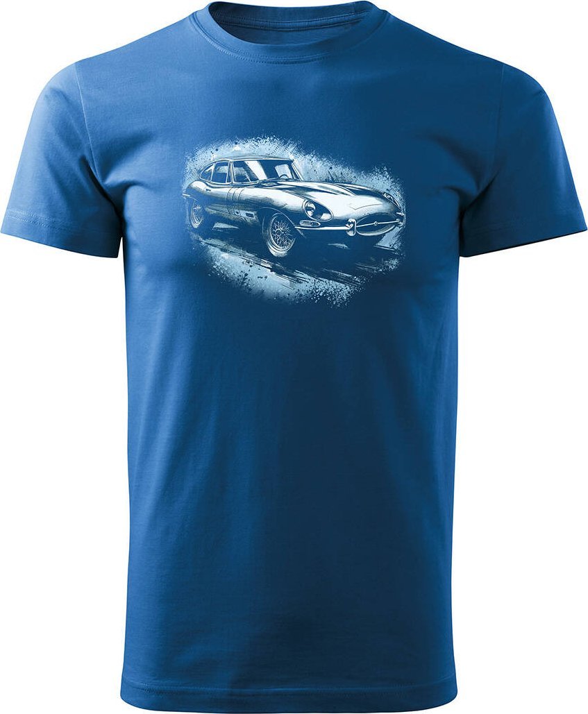 Topslang Koszulka z samochodem jaguar z jaguarem e-type e type etype kolekcjonerska męska niebieska REGULAR S