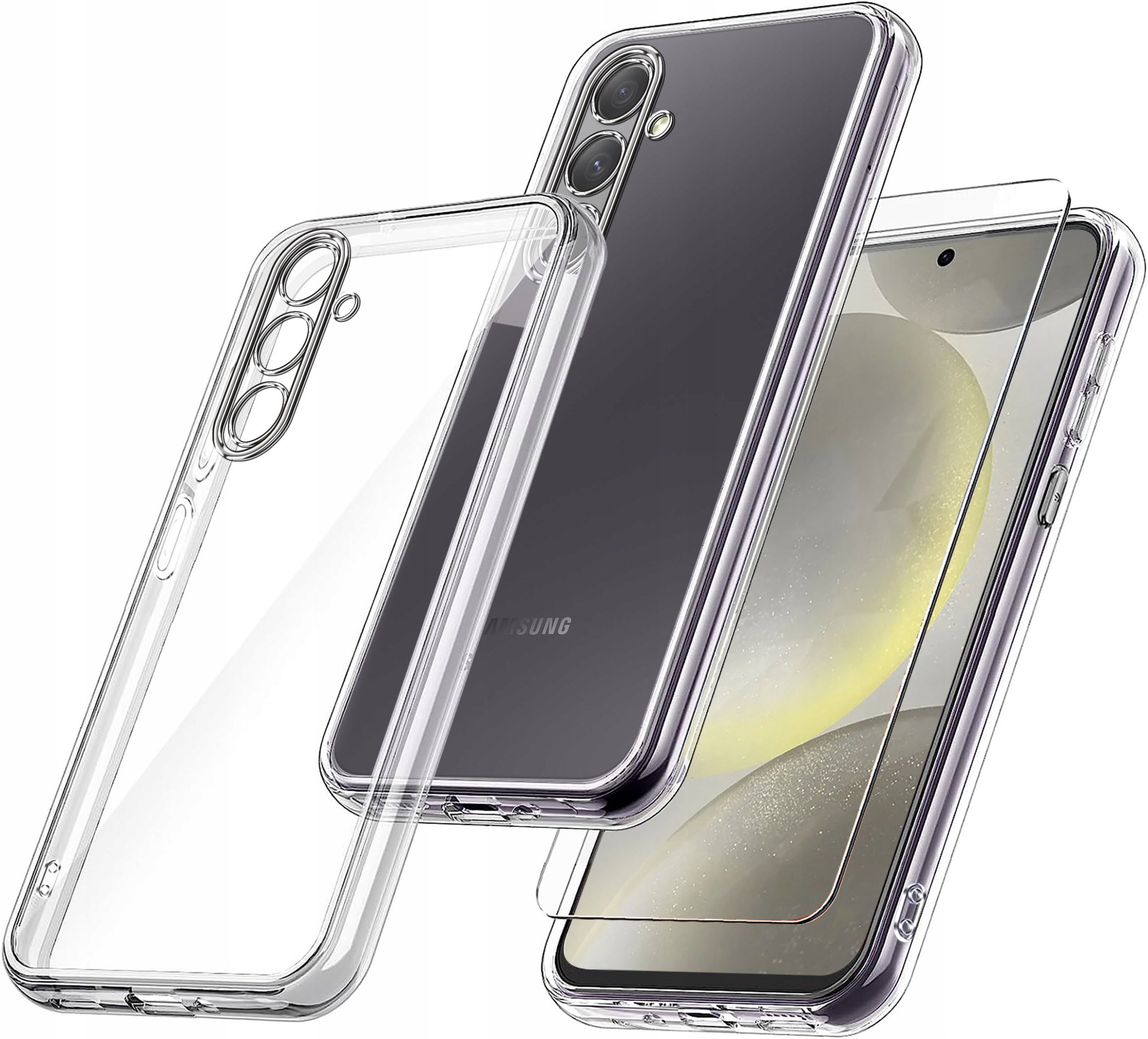 Etui do Samsung Galaxy S24+ Plus WZMACNIANE 360 CLEAR + Szkło 9H