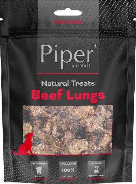 Piper Natural Treats Gryzaki naturalne dla psa suszone płuca wołowe 100 g