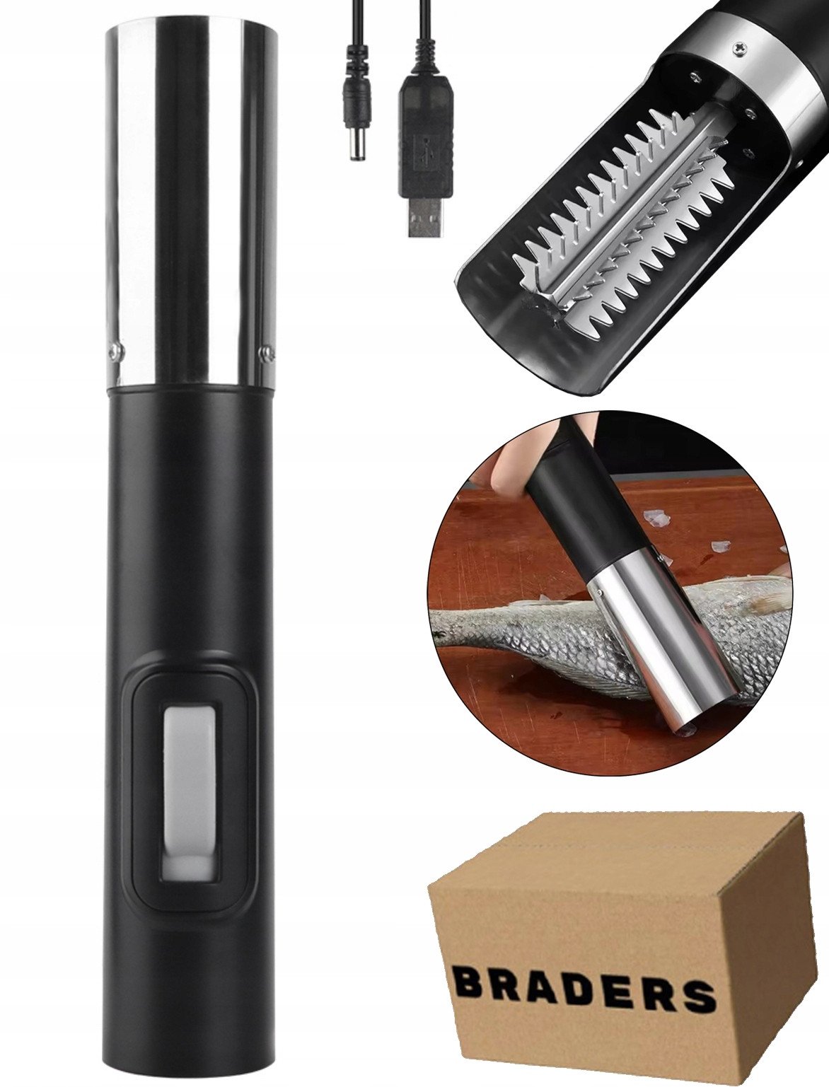 ELEKTRYCZNA SKROBACZKA DO RYB MASZYNKA NÓŻ DO ŁUSEK TARKA Braders