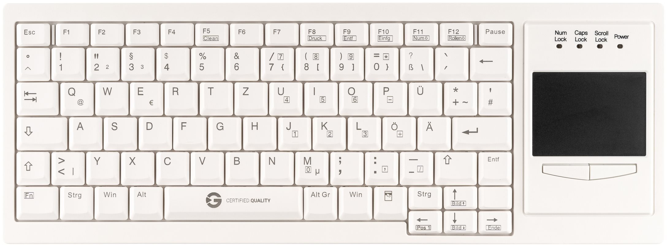 Klawiatura Gett GETT Cleantype Xtra Touch WL bezprzewodowa klawiatura mit Touchpad kolor biały układ DE