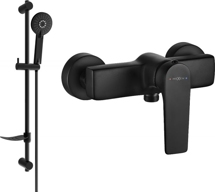 Bateria prysznicowa Mexen Mexen Lynx DF40 bateria prysznicowa z zestawem prysznicowym, czarna - 74594DF40-70