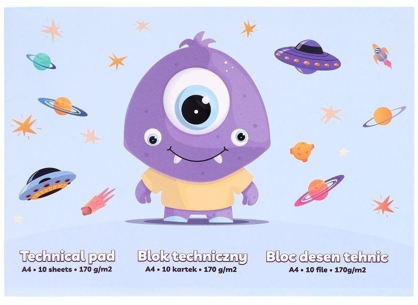 Blok techniczny A4/10K 170g Stworek