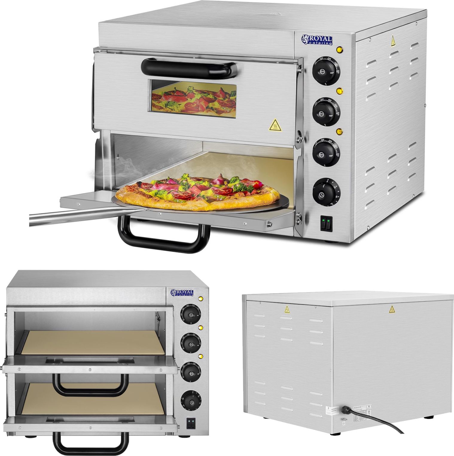 Hendi Profesjonalny piec do pizzy podwójny 2 x 40cm 3000W 230V Royal Catering Profesjonalny piec do pizzy podwójny 2 x 40cm 3000W 230V Royal Catering