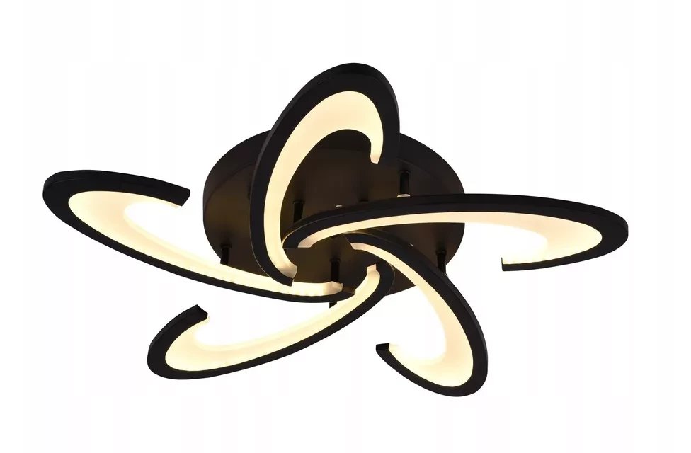 Nowoczesny Plafon LED Sufitowy do Sypialni Salonu Pokoju Czarny z Pilotem