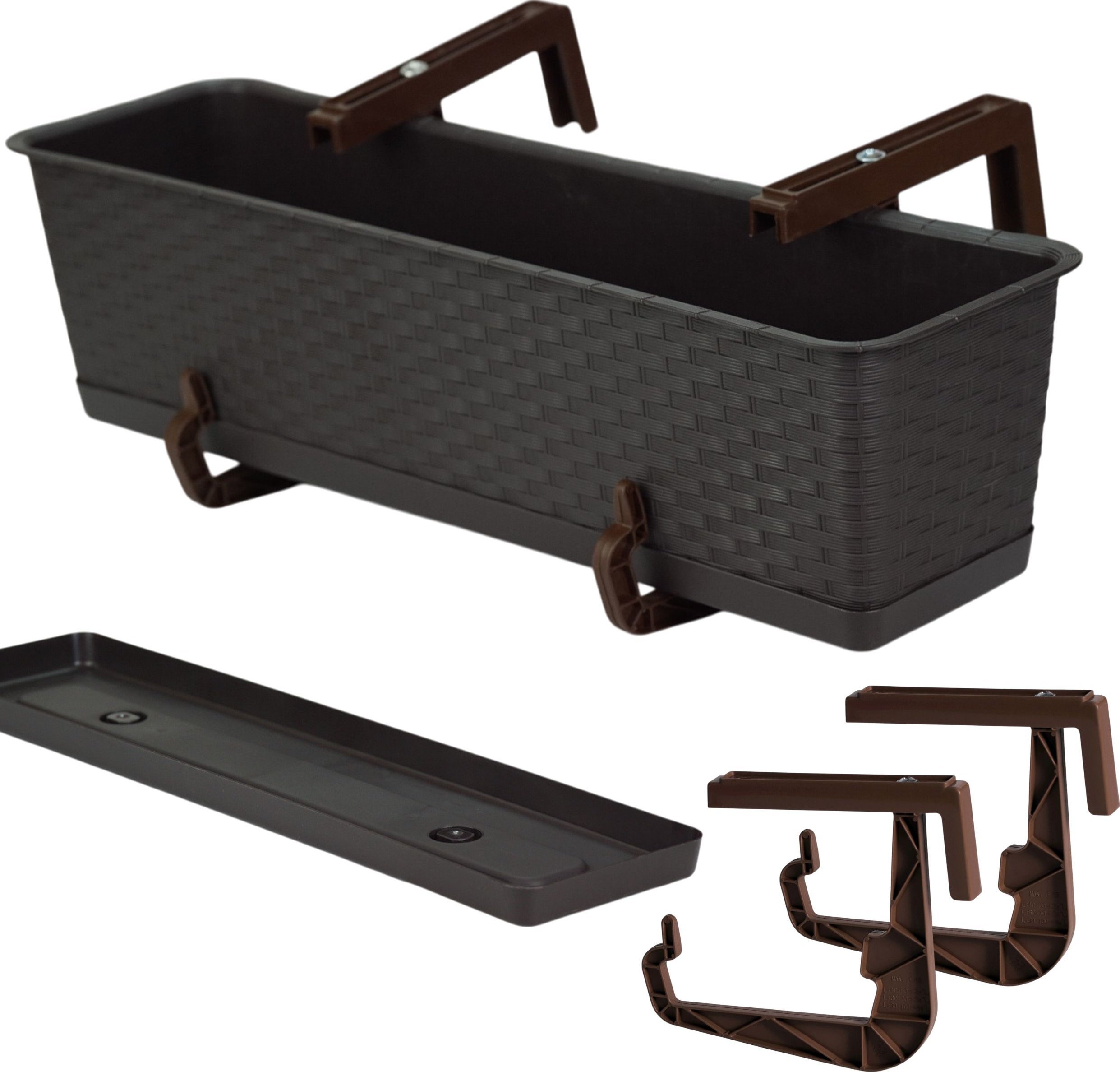 Skrzynka balkonowa Ratolla z podstawką ISR600P Doniczka prostokątna + uchwyty