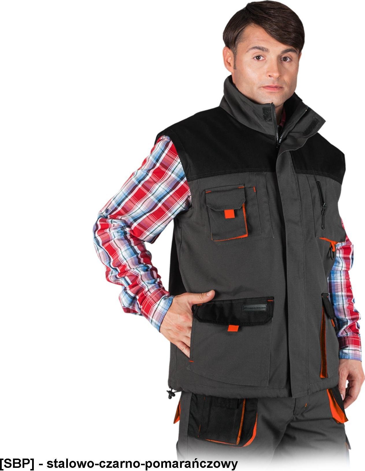 R.E.I.S. LH-FMNW-V - BEZRĘKAWNIK OCIEPLANY FORMEN - stalowo-czarno-pomarańczowy 3XL