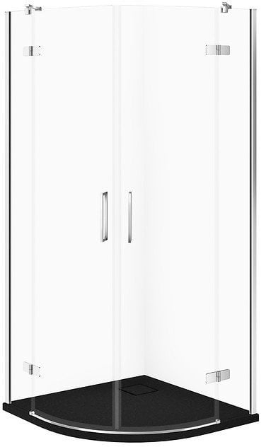 SET C615 KABINA CITY PÓŁOKR CHROM 80X80X195+TAKO SLIM CZARNY MAT WIR