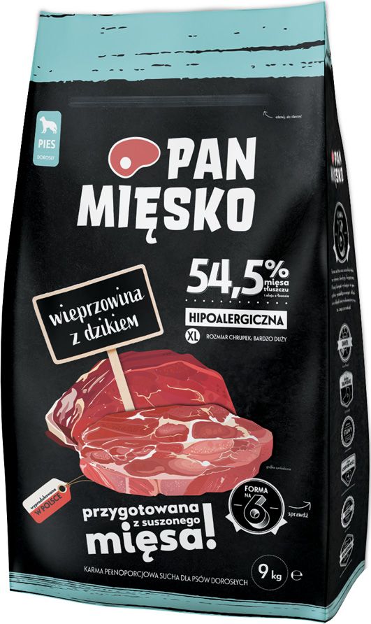 Pan Mięsko Karma sucha dla psa Wieprzowina z dzikiem (dorosły) chrupki XL 9kg