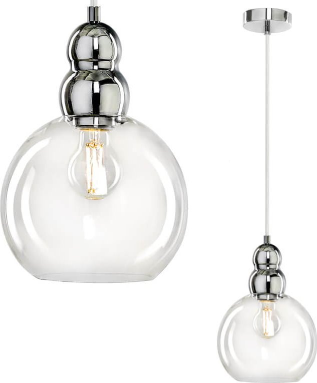 Lampa wisząca Auhilon Wisząca lampa loftowa Akso do pokoju chrom przezroczysta