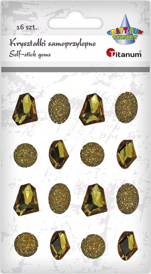 Titanum Kryształki samoprzylepne kamyki złote mix 16szt