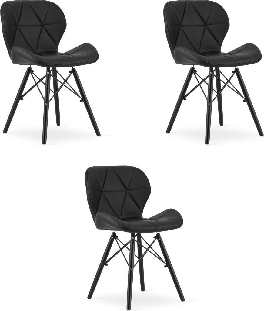 Leobert Krzesło LAGO ekoskóra - czarne / nogi czarne x 3