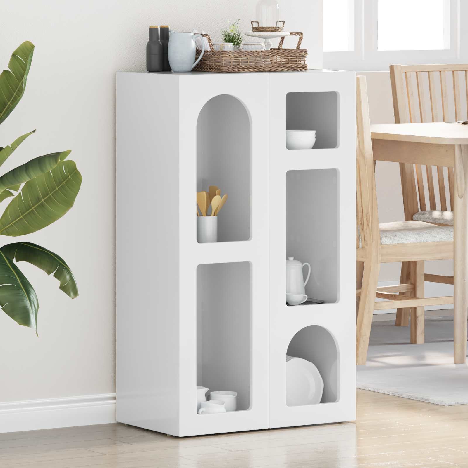 vidaXL Bufet Biały wysoki połysk 59 x 35 x 100,5 cm