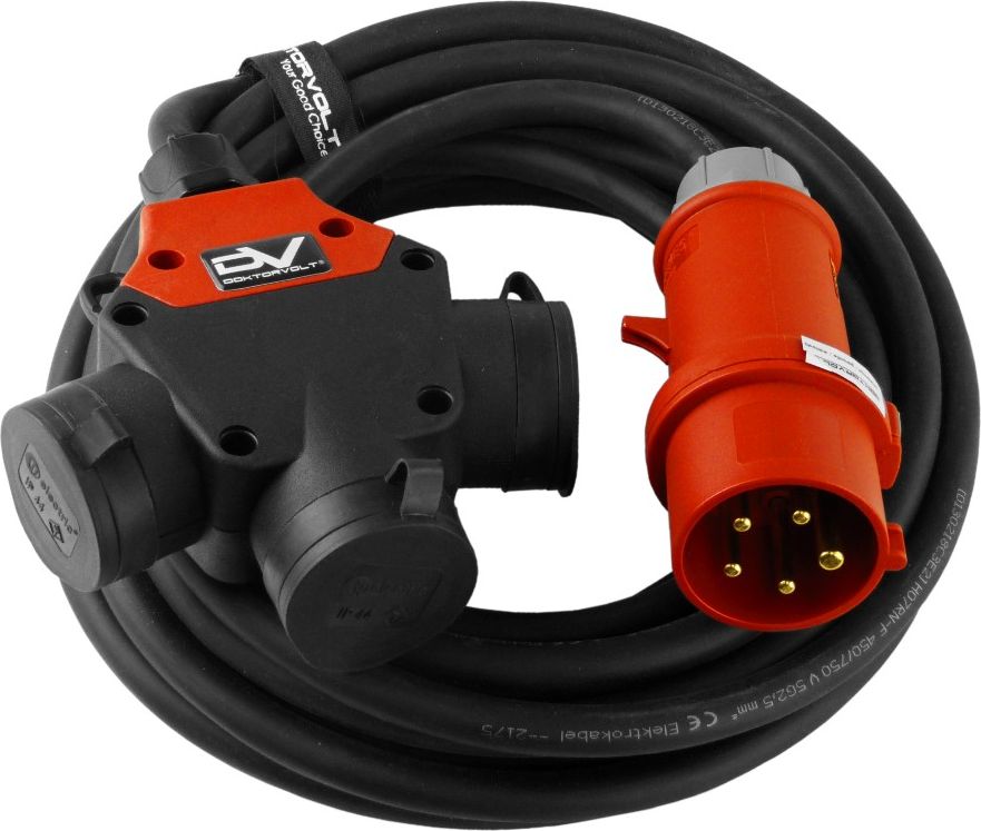 Doktorvolt Przedłużacz trójdrożny siłowy 16A/5P na 3x230V 25m Doktorvolt 9252