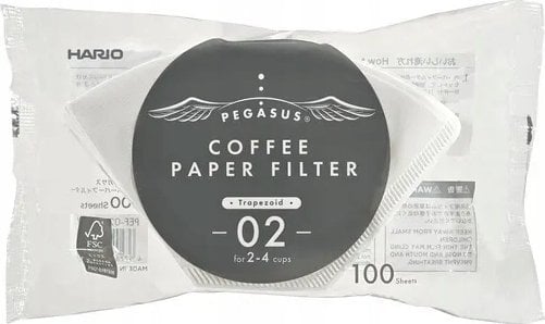 Hario Hario - Filtry papierowe białe PEGASUS 02 - 100 Sztuk