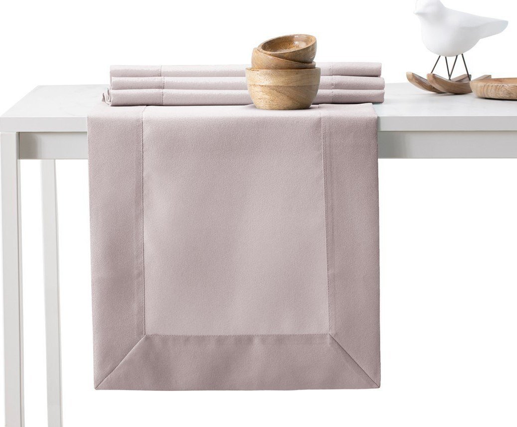 AmeliaHome AmeliaHome Bieżnik plamoodporny gładki mankiet EMPIRE 40X180 pudrowy róż