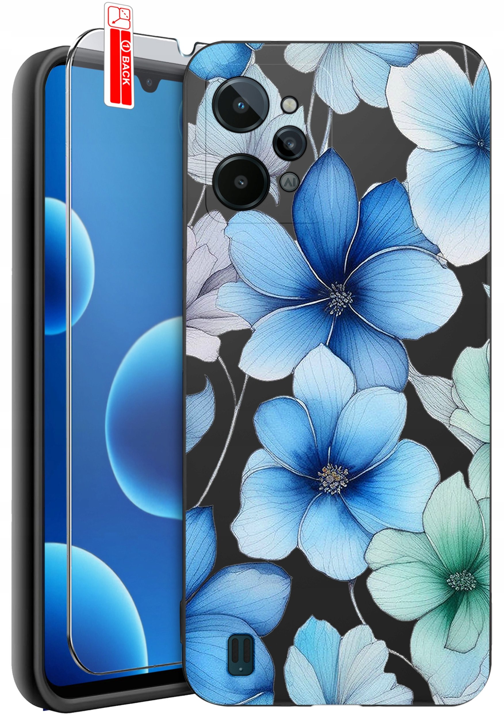 ETUI do Realme C31| WZORY | SILIKONOWE MATT CASE + SZKŁO 9H