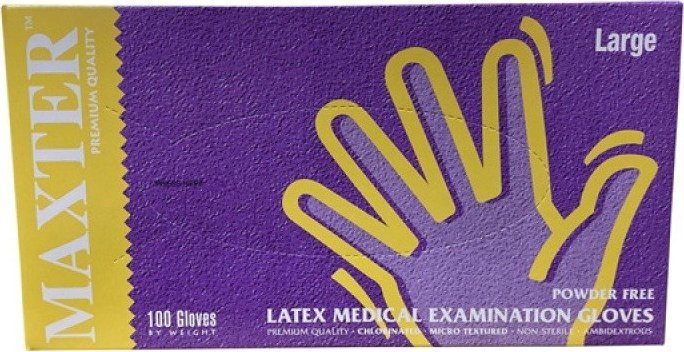 Rękawice lateksowe bezpudrowe MAXTER, 100 szt., L
