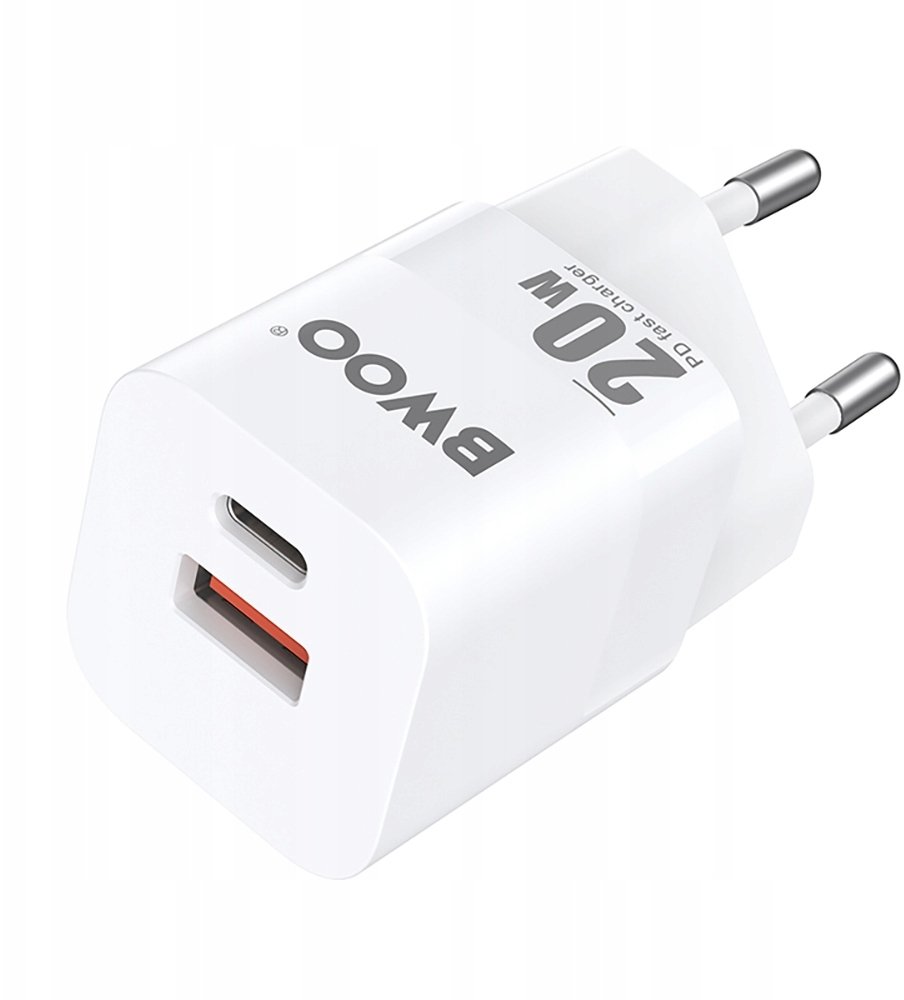BWOO ładowarka sieciowa PD CDA156 1x USB-C 1x USB 20W biała