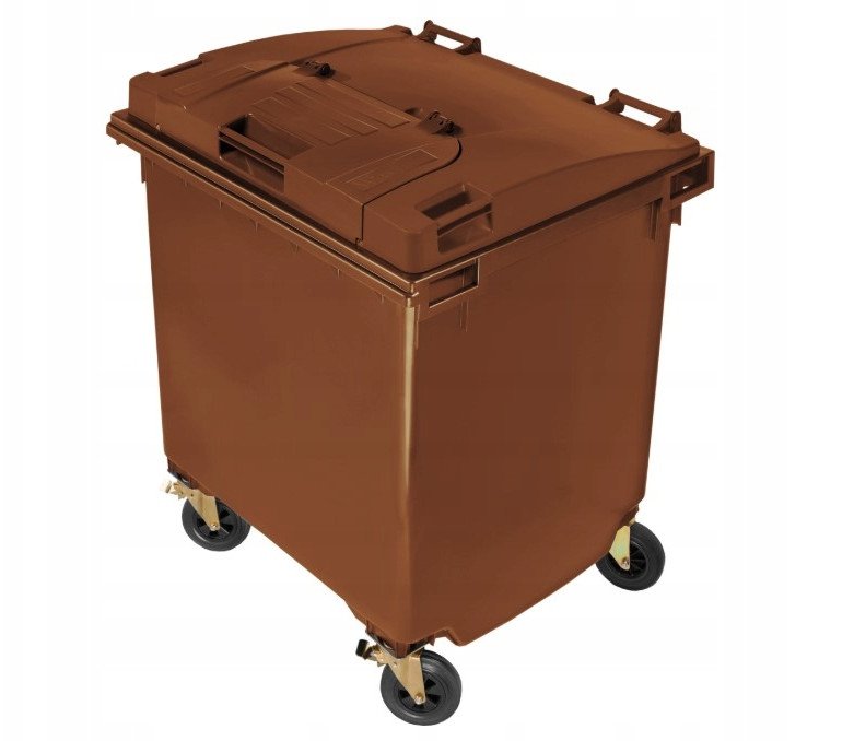 Pojemnik do segregacji odpadów na kółkach, pokrywa w pokrywie WEBER- pojemność 1100 l(kolor: brązowy)