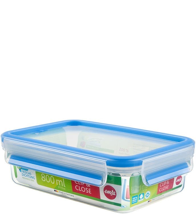 Emsa 508539 Rechteckige Frischhaltedose mit Deckel. Transparent/Blau