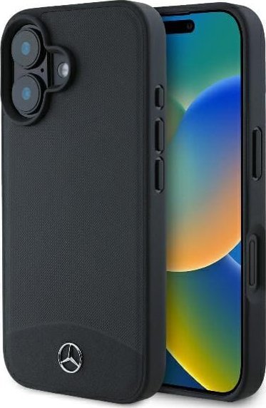 Mercedes MEHMP16S23RBARK iPhone 16 6.1" czarny/black hardcase Textured And Plain Leather MagSafe