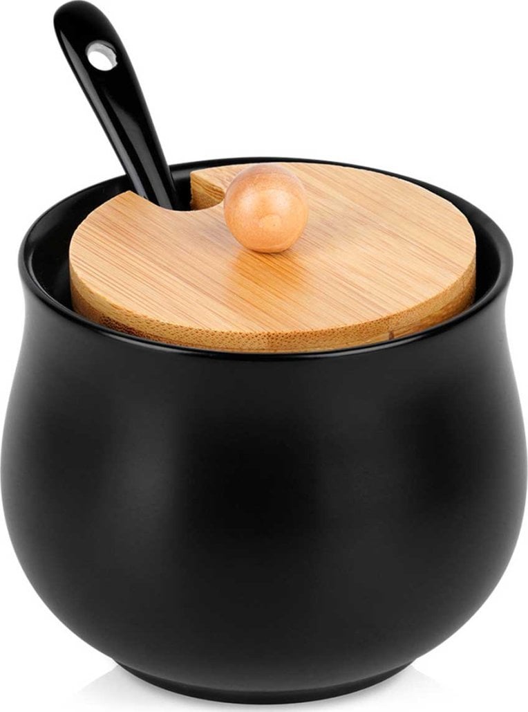 CUKIERNICA CUKIERNICZKA CERAMICZNA Z ŁYŻECZKĄ CZARNA 139683