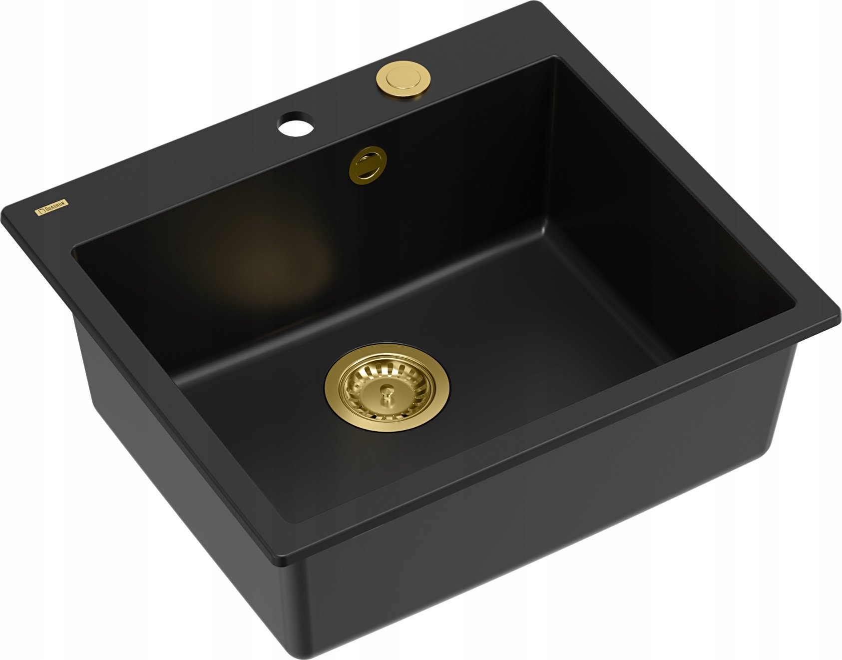 Zlewozmywak GraniteQ MORGAN 110 GraniteQ zlewozmywak pure carbon z syfonem Push To Open kol. złoty 1-komorowy b/o + zaczepy 4 szt