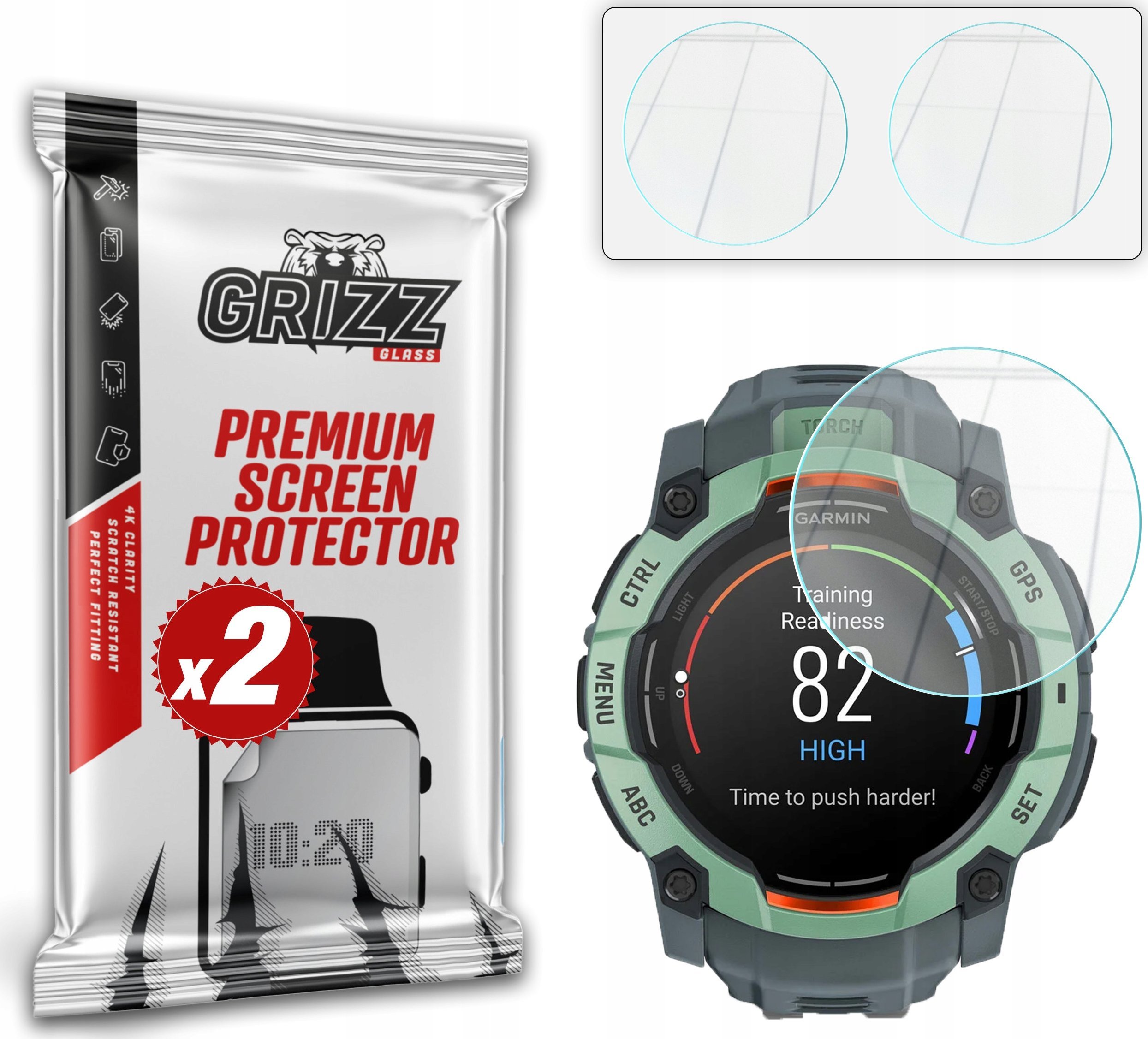 Szkło hybrydowe GrizzGlass HybridGlass do Garmin Instinct 3 50mm