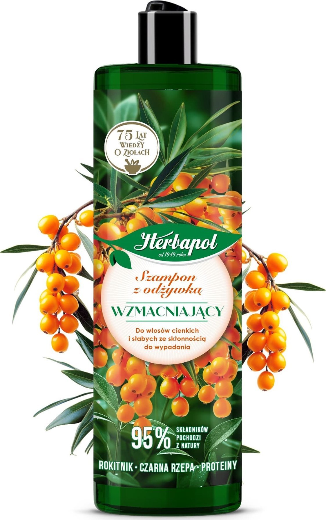 Herbapol HERBAPOL Szampon z odżywką wzmacniający Rokitnik + Czarna Rzepa + Proteiny 400 ml
