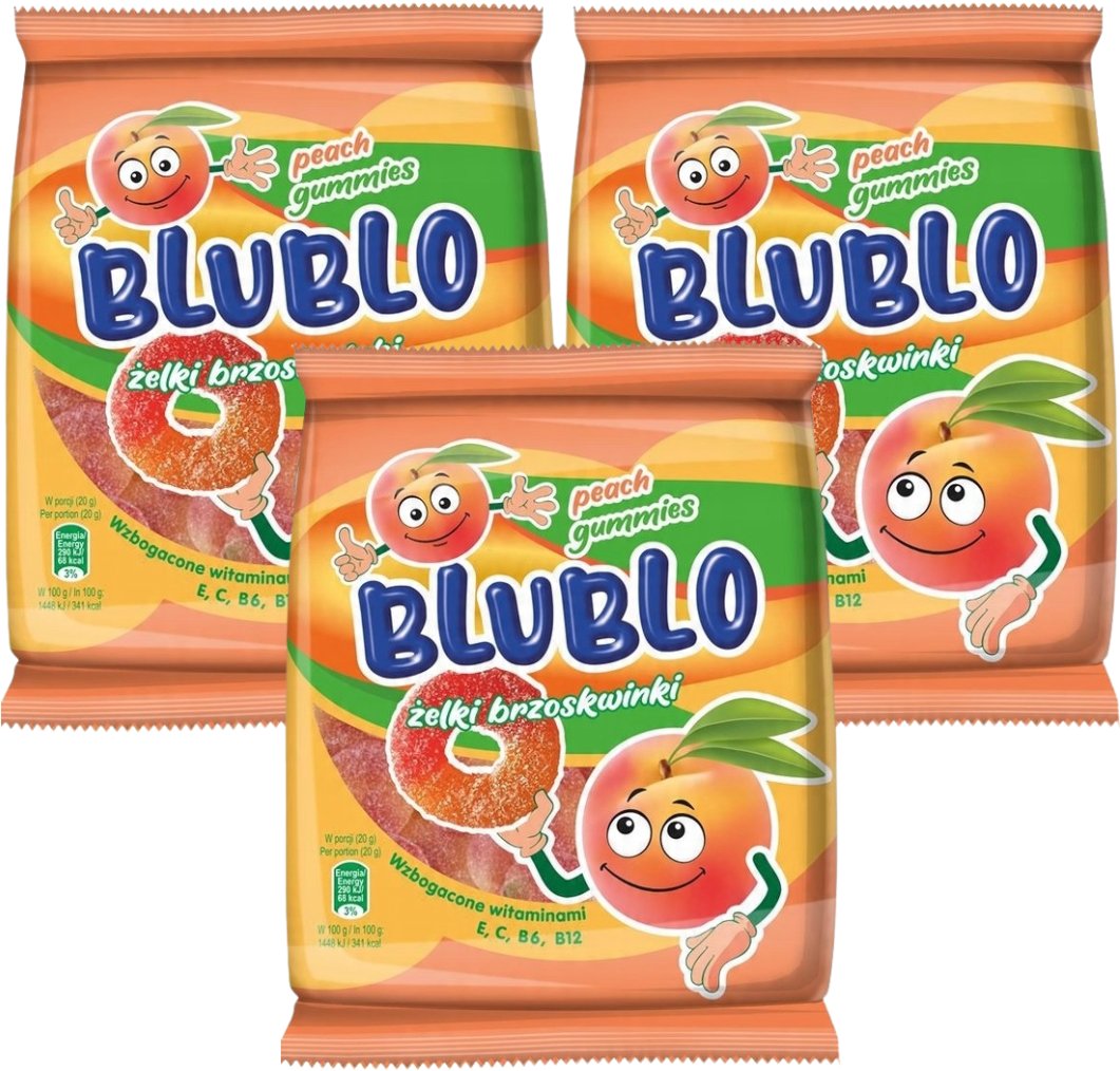 Blublo Żelki o smaku brzoskwiniowym 80 g x 3 sztuk