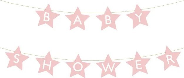 KIK Baner napis na baby shower gwiazdki jasnoróżowe 290cm x 16,5cm