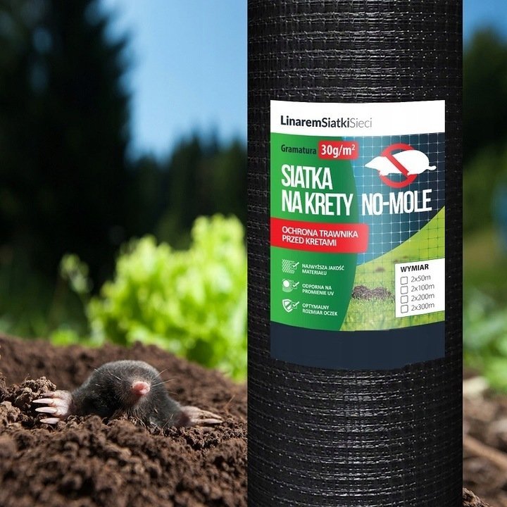 Linarem SiatkiSieci SIATKA NA KRETY 2x100m POLSKA 30g POD TRAWNIK PRZECIW KRETOM NORNICE +KOŁKI