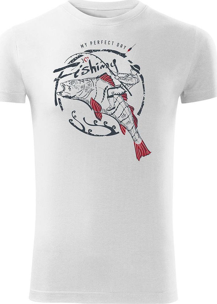 Topslang Koszulka dla wędkarza męska biała Slim XL