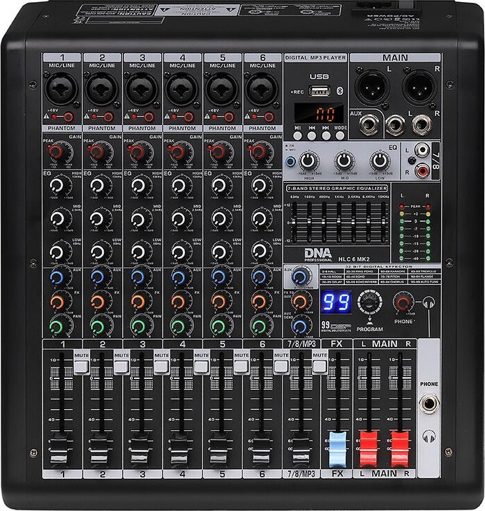 DNA DNA HLC 6 MK2 analogowy mikser dźwięku 6 kanałów USB MP3 Bluetooth Phantom DSP
